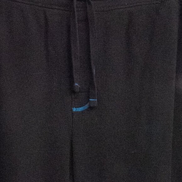 Black Knit Drawstring Jogger Pants With Blue Stripes For Men - Picture 3 of 8